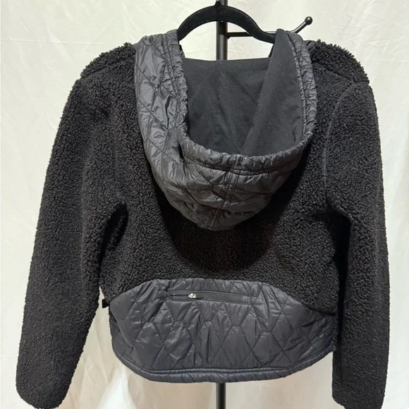 JoyLab Black Sherpa Hoodie with Neon Accents - Picture 2 of 3